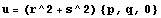 u = (r^2 + s^2) {p, q, 0}