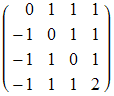 ( 0    1    1    1  )            -1   0    1    1            -1   1    0    1            -1   1    1    2