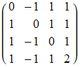 ( 0    -1   1    1  )            1    0    1    1            1    -1   0    1            1    -1   1    2