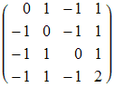 ( 0    1    -1   1  )            -1   0    -1   1            -1   1    0    1            -1   1    -1   2