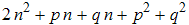 2 n^2 + p n + q n + p^2 + q^2