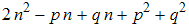2 n^2 - p n + q n + p^2 + q^2