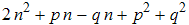 2 n^2 + p n - q n + p^2 + q^2