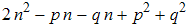 2 n^2 - p n - q n + p^2 + q^2